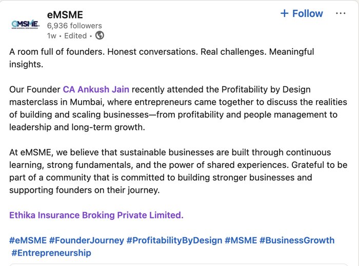 LinkedIn post from a past workshop participant