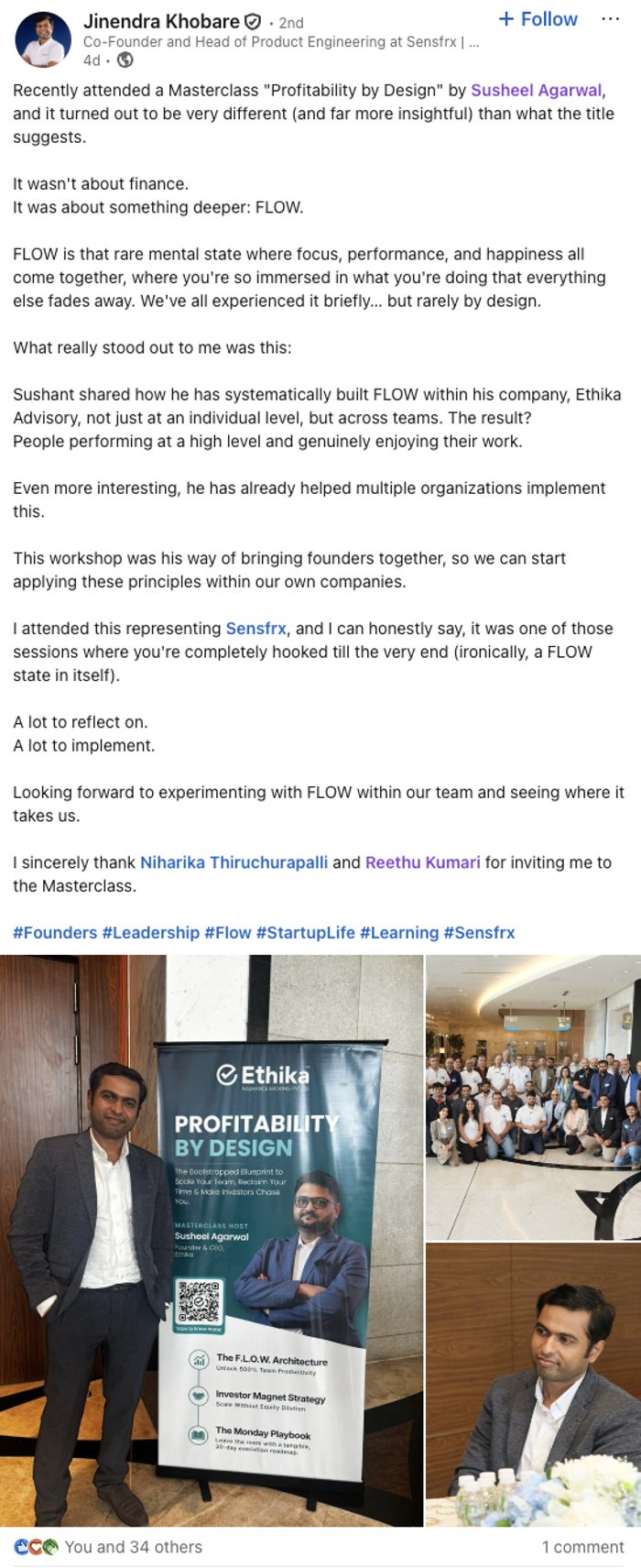 LinkedIn post from a past workshop participant